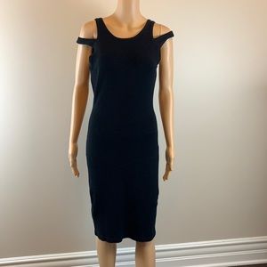 Jonathan Simkhai Black Midi Dress with Shoulder Cutouts